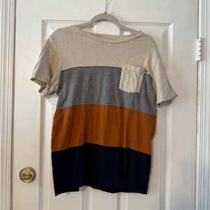 Aeropostale Mens Color Block Tee - Cream, Gray, and Brown